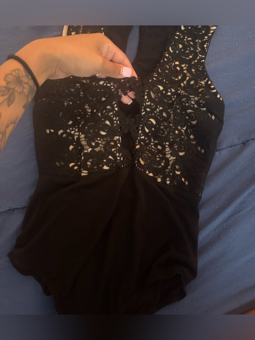 Black Lace-Panel bodysuit